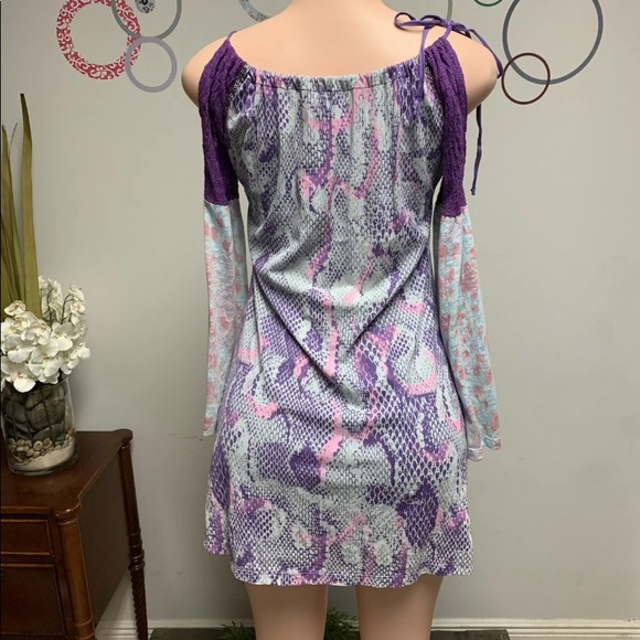 Custo Barcelona Woman’s Off Shoulder Purple Sz 3 - Picture 8 of 9